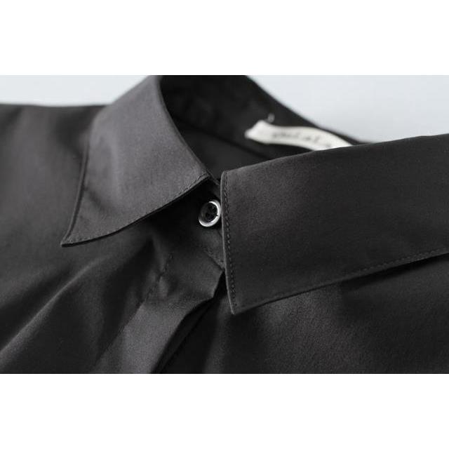 ★archivio ★黒 長袖シャツ 襟付き ARCHIVIO アルチビオ 襟付き長袖Tシャツ ブラック系 36