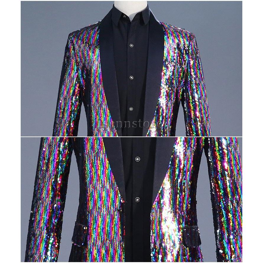 人気 メンズ 演出服 スパンコール ロングコート ダンス衣装 タキシード