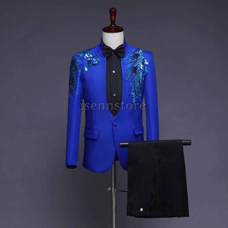 ステージ 衣装 メンズスーツ 舞台 スパンコール ビジュー付き 上下セット フォーマルスーツ 結婚式 司会者 演出服 カラオケ合唱衣装 パーティー 発表会 ステージ 衣装 メンズスーツ 舞台 スパンコール ビジュー付き 上下