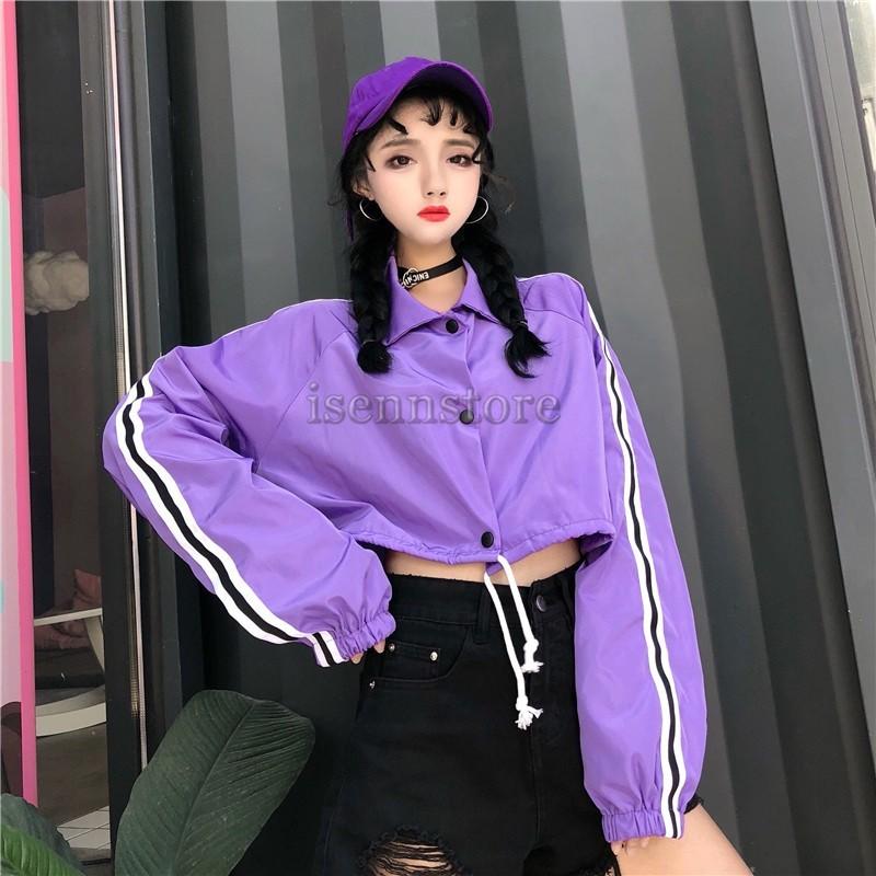 アウター 原宿系 ファッション レディース 長袖 サイドライン へそ出し ストリート ショート丈 長袖 スポーティ ヒップホップ ダンス 衣装 Mmay 4170 イセンストア 通販 Yahoo ショッピング