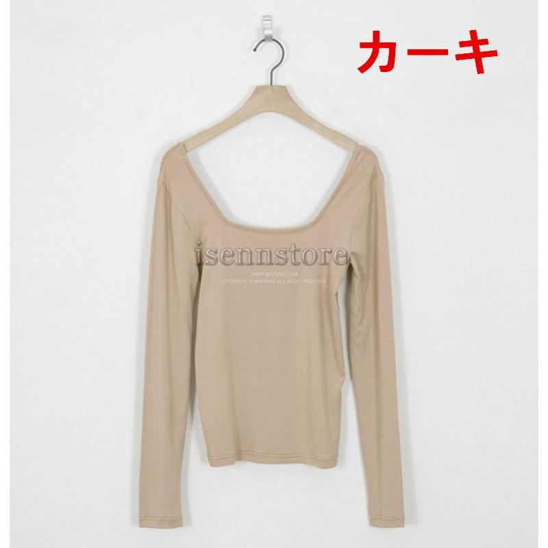 ロングタイトトップス　夏秋　シンプル　お出かけに最適な普段着 Tシャツ カットソー ロンt レディース 長袖 無地 トップス 春秋