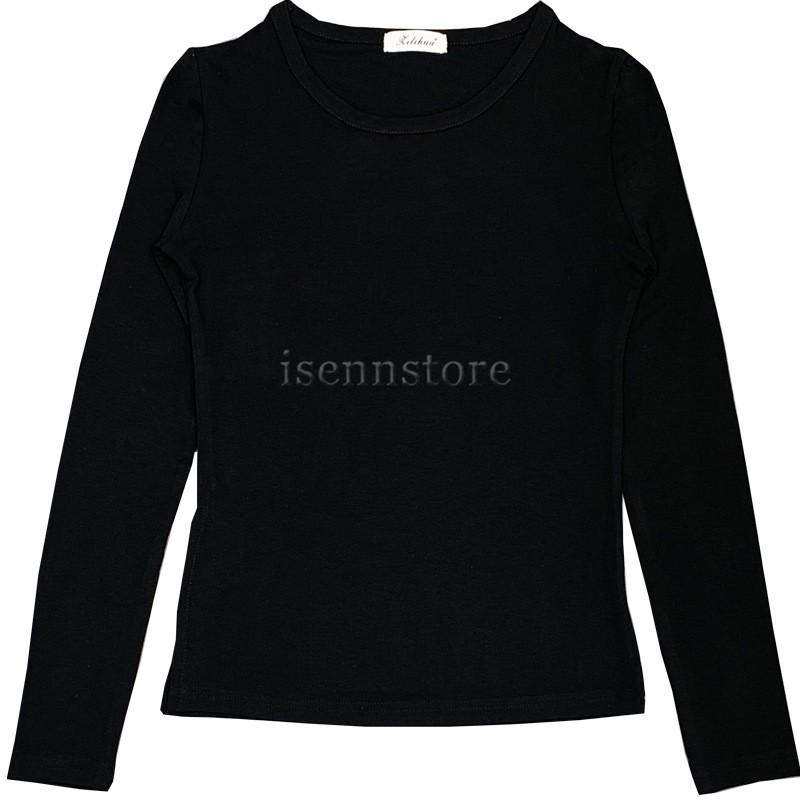 トップス フィット ラウンドネック Tシャツ 長袖 カットソー タイト