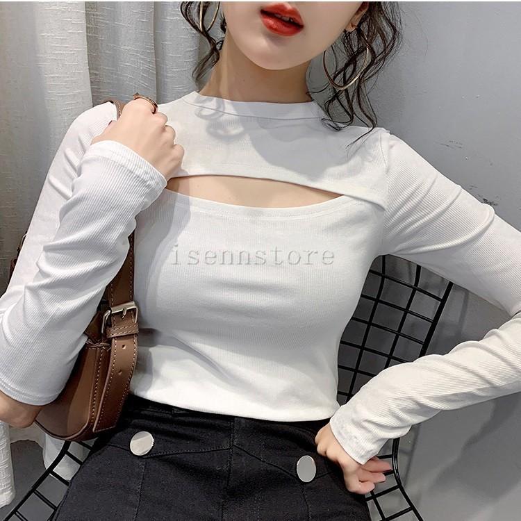 インナー タイト Tシャツ フィットスタイル レディース 無地 ベーシック 長袖 ストレッチ コットン 透かし彫り セクシー トップス 春秋 カットソー 全4色 Mmay 4314 イセンストア 通販 Yahoo ショッピング