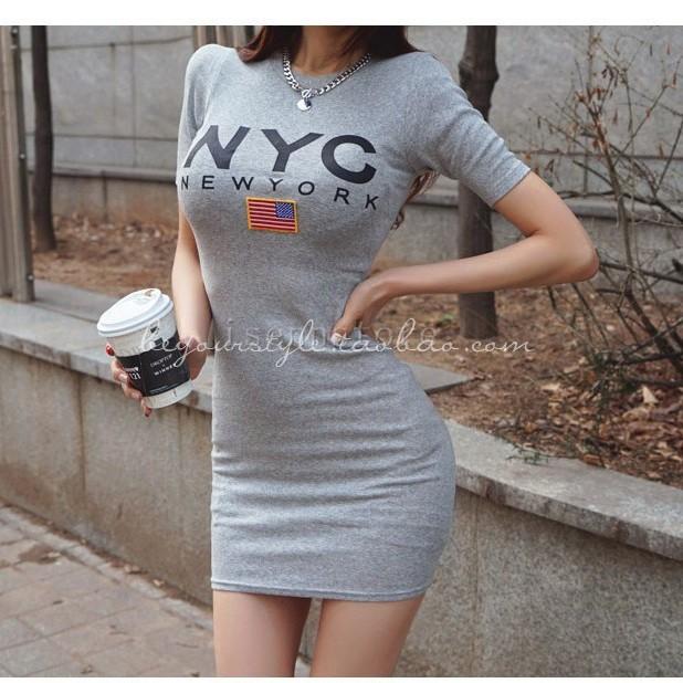 ワンピース 膝丈 ラウンドネック 半袖 タイトワンピース レディース