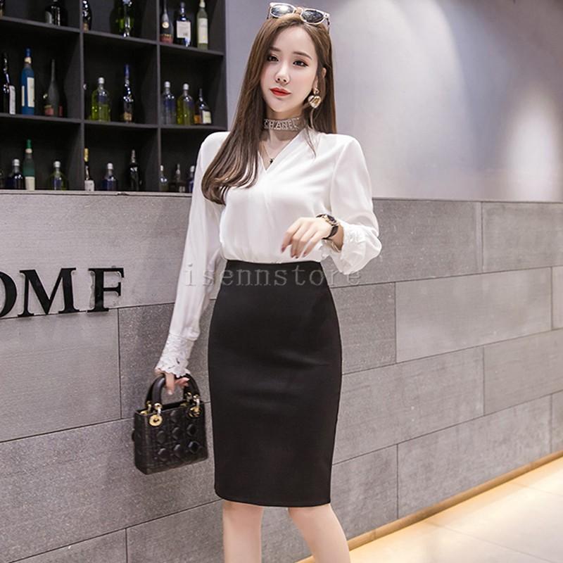 フォーマル 通勤スカート 春夏ストレッチ ハイウエスト ロング ひざ丈