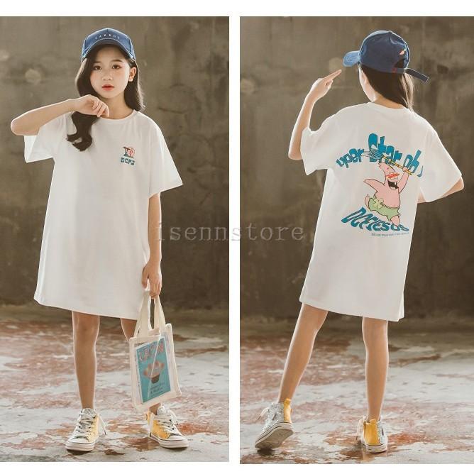 韓国子供服 女の子 ワンピース 半袖 Tシャツ キッズ ロングT ガールズ ロゴプルオーバー ゆったり おしゃれ ジュニア シャツワンピース 春夏  シンプル 部屋着 :mmay-4573:イセンストア - 通販 - Yahoo!ショッピング