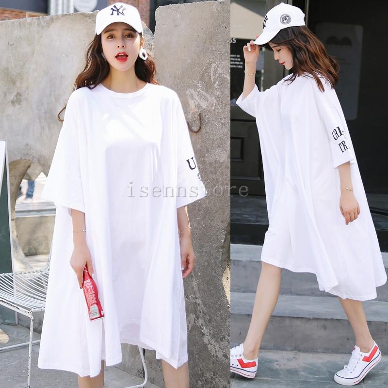 ロゴコットンワンピース 半袖 レディース チュニック ケープ風ワンピース ゆったり ロングｔシャツ ゆる ホワイト ｔシャツワンピース 春夏 ルームウェア Mmay 4801 イセンストア 通販 Yahoo ショッピング