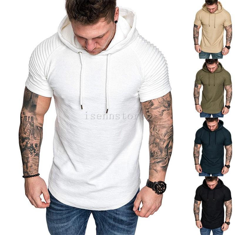 半袖パーカー メンズ プルオーバー ジムウェア トレーニングウェア タイト トップス 無地 ギャザー 薄手 シャツ プルオーバー フード付き スポーツ カジュアル Mmay 4863 イセンストア 通販 Yahoo ショッピング