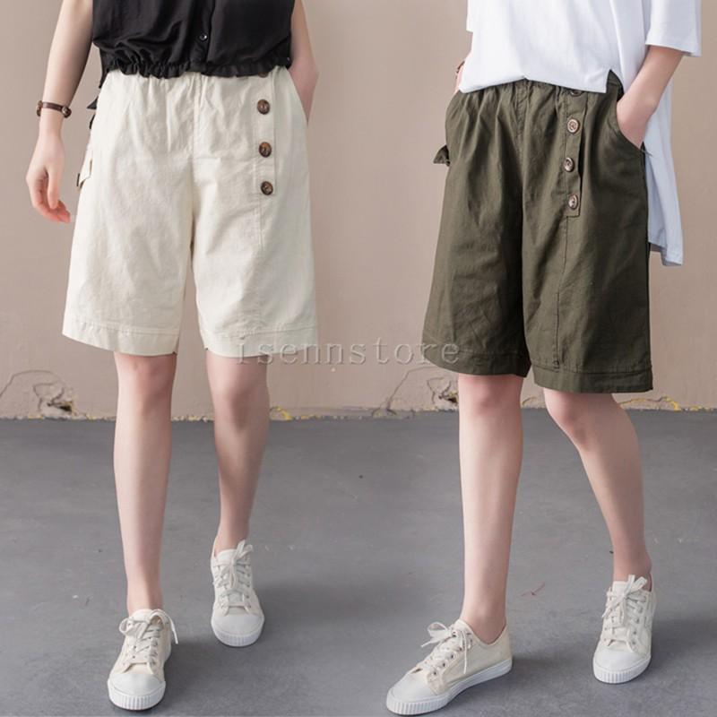 ハーフパンツ レディース 半ズボン 5分丈 ウエストゴム 膝丈 ボトムス 大きいサイズ 無地 カジュアル 薄手 夏 リネン 綿麻パンツ ゆったり 着痩せ 体型カバー Mmay 5015 イセンストア 通販 Yahoo ショッピング