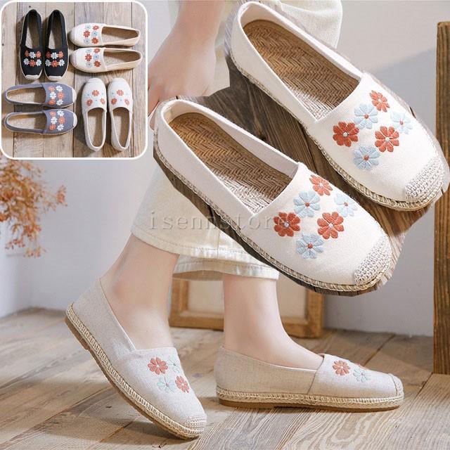 刺繍エスパドリーユ 麻 ジュート素材 カジュアルシューズ レディース エスパ 軽量 ナチュラル ローカット ぺたんこ靴 フラット 履きやすい サマーシューズ 通気 Mmay 5262 イセンストア 通販 Yahoo ショッピング