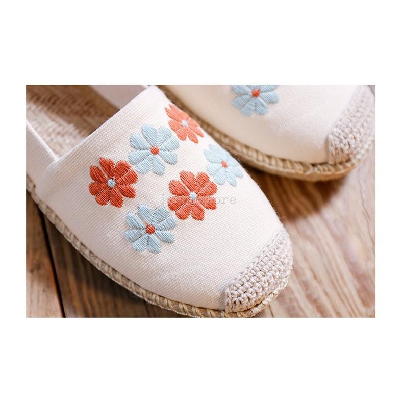 アジアン 刺繍 エスパドリーユ ペタンコ サンダル パブーシュ レディースシューズ フラットシューズ ぺたんこシューズ フラット ぺたんこ ペタンコ かわいい 大人可愛い カジュアル おしゃれ レトロ ラブリー キュート ラフ 個性的 エスニック エキゾチック 花柄 リーフ柄 刺繍エスパドリーユ 麻 ジュート素材 カジュアルシューズ レディース