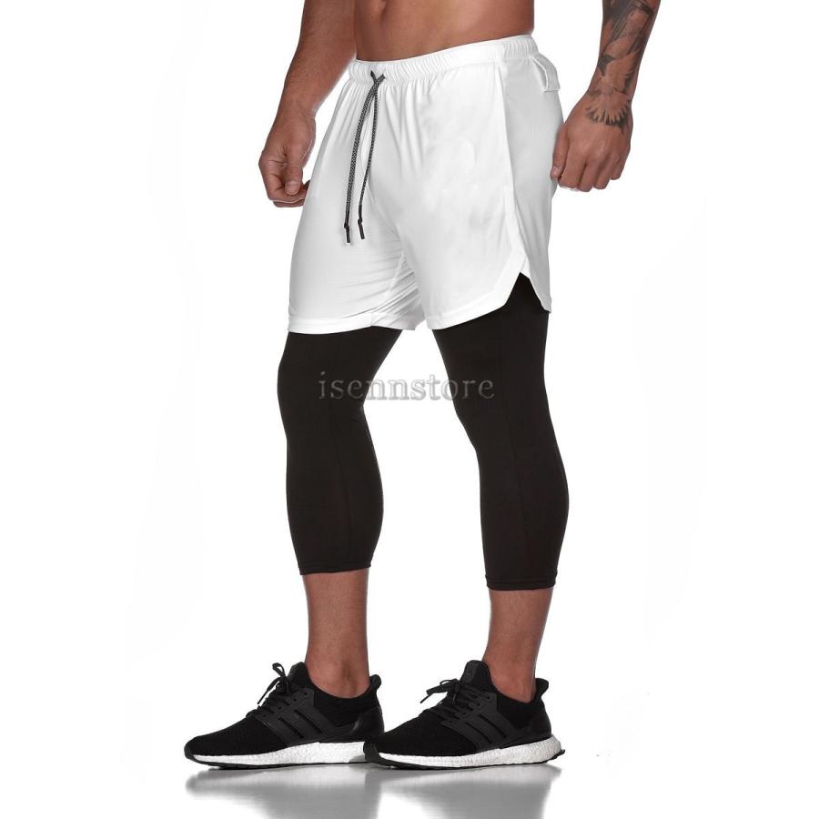 タイツ付きハーフパンツ メンズ フィットネスウェア スポーツ ショートパンツ 短パン ボトムス タイト 伸縮 トレーニングパンツ カジュアル ジョガー パンツ Mmay 5323 イセンストア 通販 Yahoo ショッピング