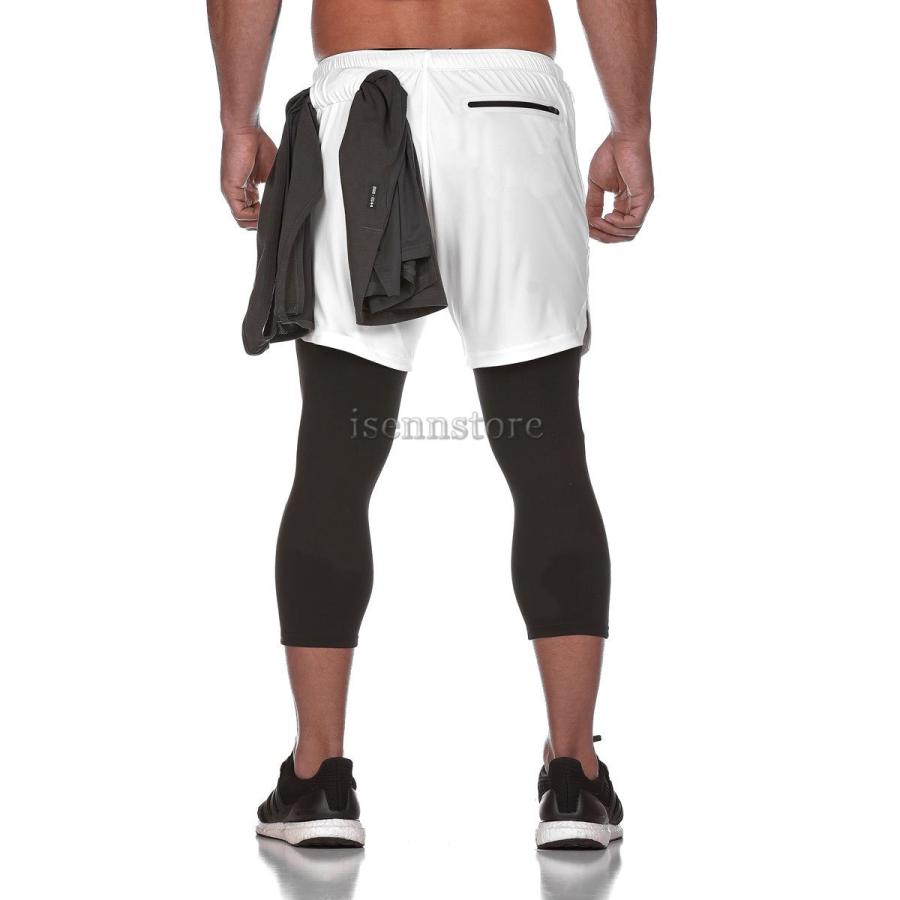 タイツ付きハーフパンツ メンズ フィットネスウェア スポーツ ショートパンツ 短パン ボトムス タイト 伸縮 トレーニングパンツ カジュアル ジョガーパンツ Mmay 5323 イセンストア 通販 Yahoo ショッピング