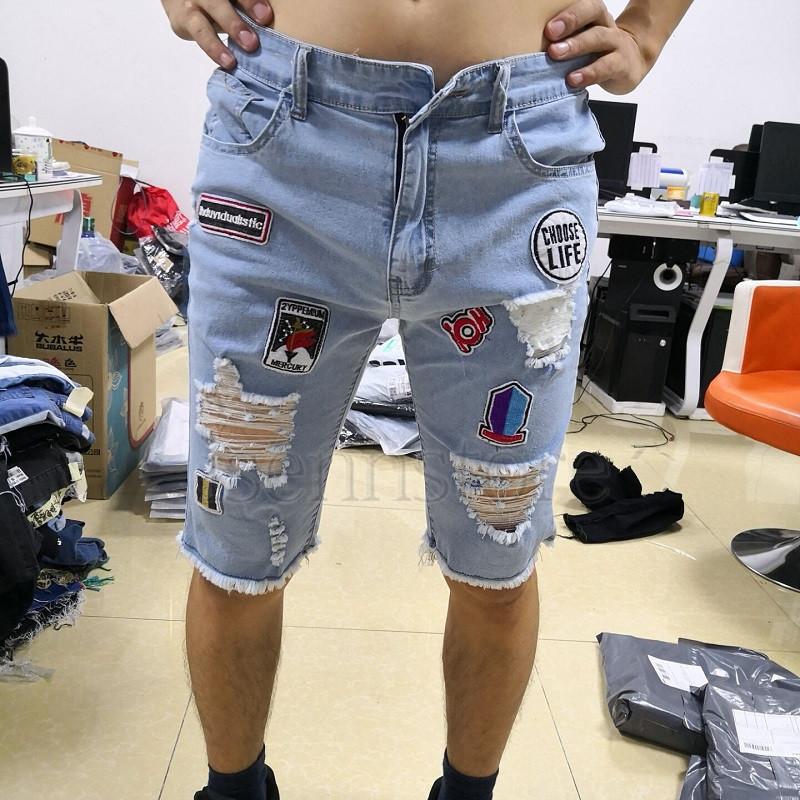 ダメージ加工 ショートパンツ メンズ デニム ショーツ カジュアル ワッペン付き ヴィンテージ加工 ジーンズ 五分丈 ハーフパンツ 半ズボン 短パン スリム 細身 Mmay 5708 イセンストア 通販 Yahoo ショッピング