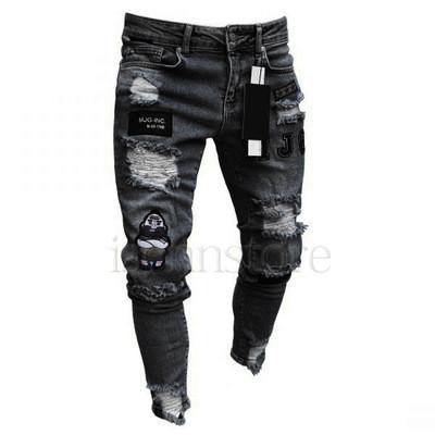 ジーンズ メンズ デニム パンツ Jeans ダメージ加工 ジーパン メンズファッション クラッシュ ワッペン付き スキニーパンツ 人気バイクパンツ カジュアル Mmay 5995 イセンストア 通販 Yahoo ショッピング