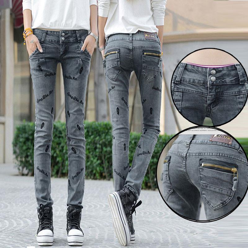 スキニーパンツ デニム レディース ボトムス ジーンズ ストレッチ レギンス スカル刺繍 ハイウエスト デニムパンツ ロング丈 ジーパン 美脚 ウォッシュ 秋コーデ 爆買い