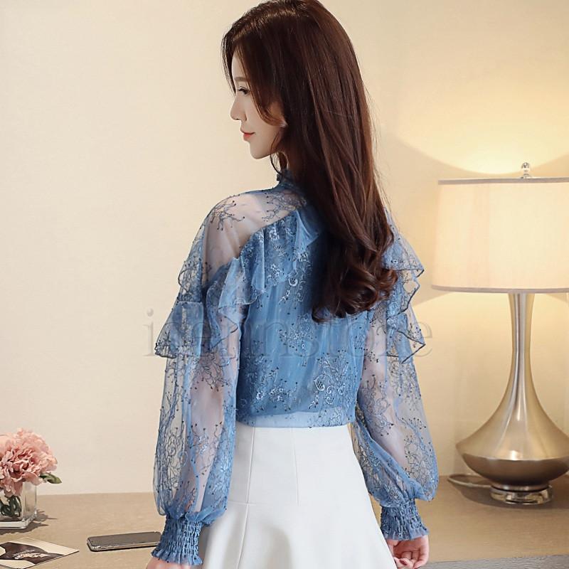 ブラウス レディース トップス シャツ レース フリル 花柄