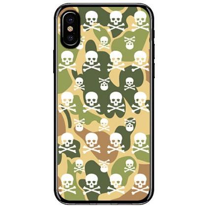 iPhone X・XS ケース カバー Skull monogram ウッドランド迷彩