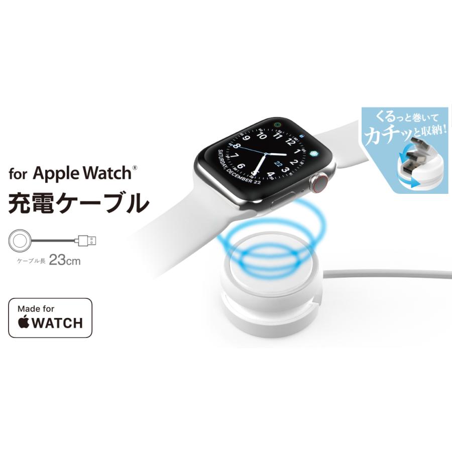 ELECOM アップルウォッチ 充電ケーブル 巻き取りタイプ Apple正規認証品 Apple Watch series6/SE/5/4/3/2/1 ケーブル長23ｃｍ ホワイト MPA-AWMWH｜isense｜17