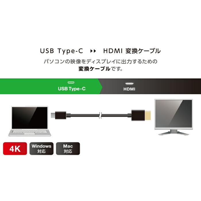 ELECOM（エレコム） Type-C映像変換ケーブル HDMI 4K/2K対応 映像出力 RoHS ブラック 5m CAC-CHDMI50BK｜isense｜04