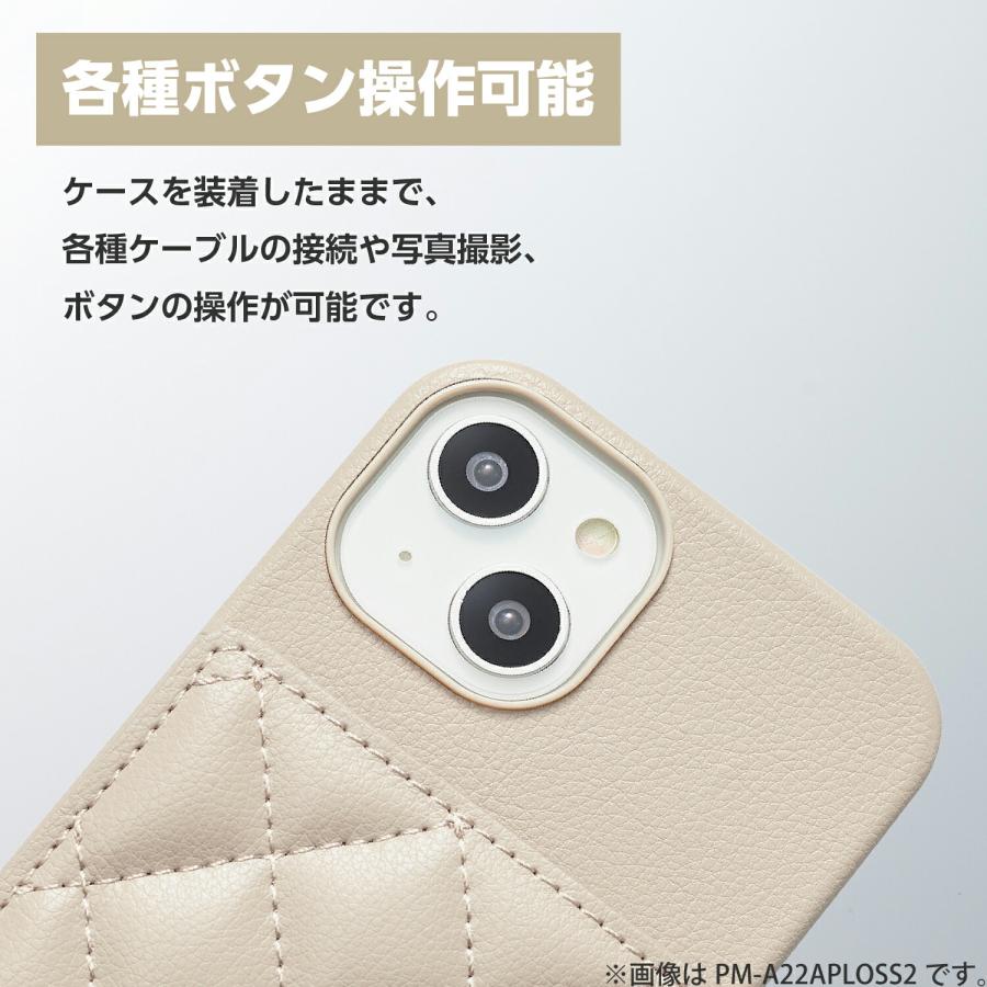 ELECOM（エレコム） iPhone 14 Pro 用 ケース ソフトレザー カバー カメラ周り保護 ショルダーストラップ付 コイン カードケース 機能付 PM-A22CPLOSS2BE｜isense｜05