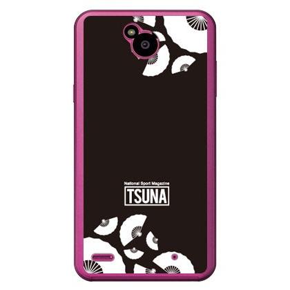 Disney Mobile ケース DM-02H 相撲情報誌TSUNA sensu （扇子柄） 2 ブラック スマホケース (受注生産)｜isense