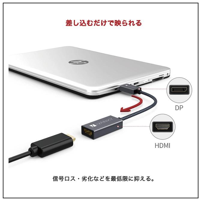 DisplayPort HDMI 変換 ケーブル DisplayPort HDMI 変換アダプタ DisplayPort to HDMI アダプター 20cm｜isense｜03