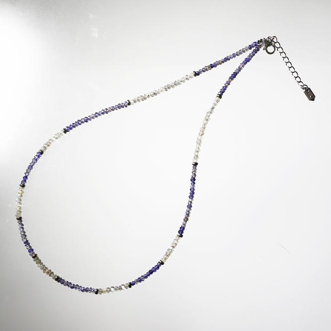 ネックレス 天然石 アイオライト ラブラドライト ブルー ハンドメイド 