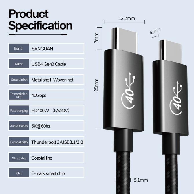 USB4 ケーブル 0.5m USB4ケーブル 0.5m USB4 Thunderbolt ( Thunderbolt 4 対応 )（優良配送）｜isense｜06