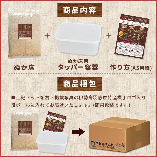 ぬか床 セット 送料無料 簡単にぬか漬けが作れる セット ぬか床使用時約２ｋｇ分 三重県産特別栽培米の新鮮な米ぬかを使用したこだわりのぬかどこ セット Nukadokoset 伊勢鳥羽志摩特産横丁 通販 Yahoo ショッピング