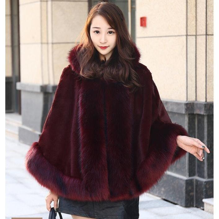 秋冬 可愛い 4色 ポンチョ ファーコート 韓国風 マント 毛皮 秋冬 可愛い 4色 ポンチョ ファーコート 韓国風 マント 毛皮