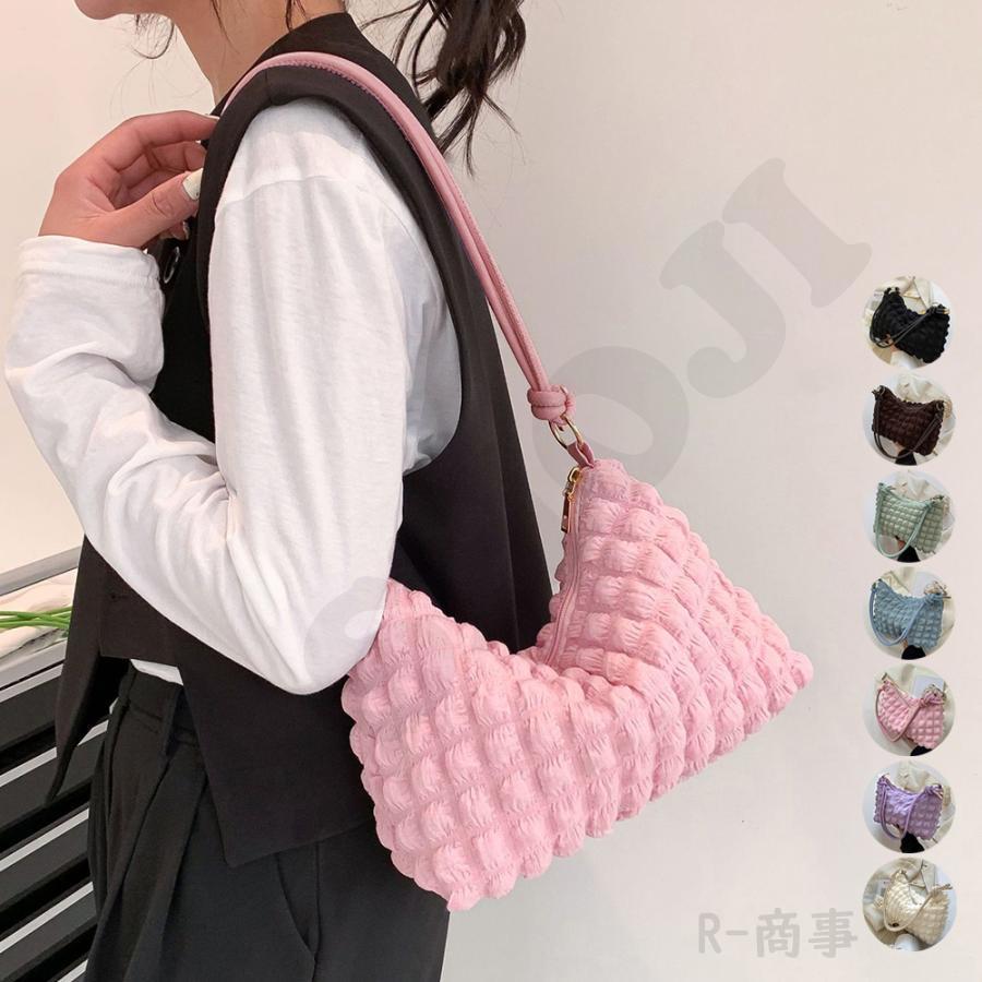 ショルダーバッグ ポップコーンぽこぽこ鞄 エンボスバッグ秋冬 肩掛けカバン 春夏 シャーリングバッグ 2023