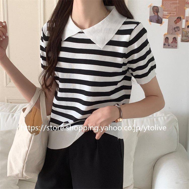 ニット レディース 春夏 ス 半袖 サマーニット ポロシャツ バイ