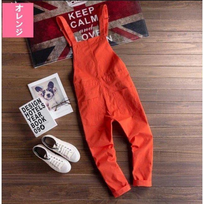オレンジ ペインター オーバーオール サロペット メンズ デニムパンツ