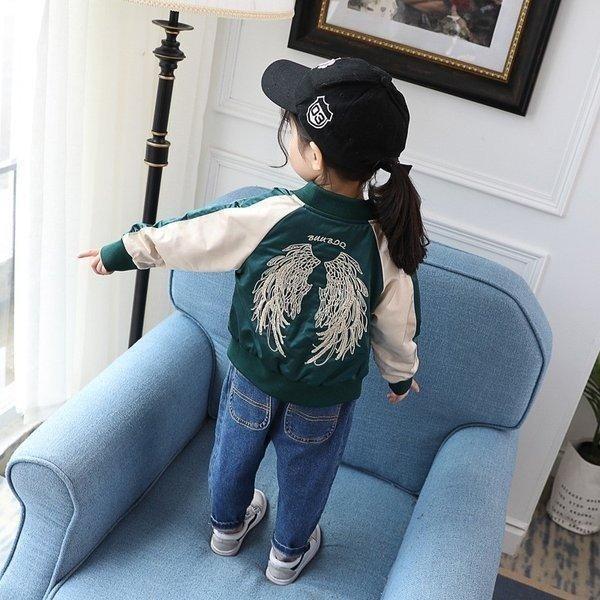 キッズベビー服刺繍スタジャンジャケットサテンスカジャン春秋 キッズベビー服刺繍スタジャンジャケットサテンスカジャン春秋