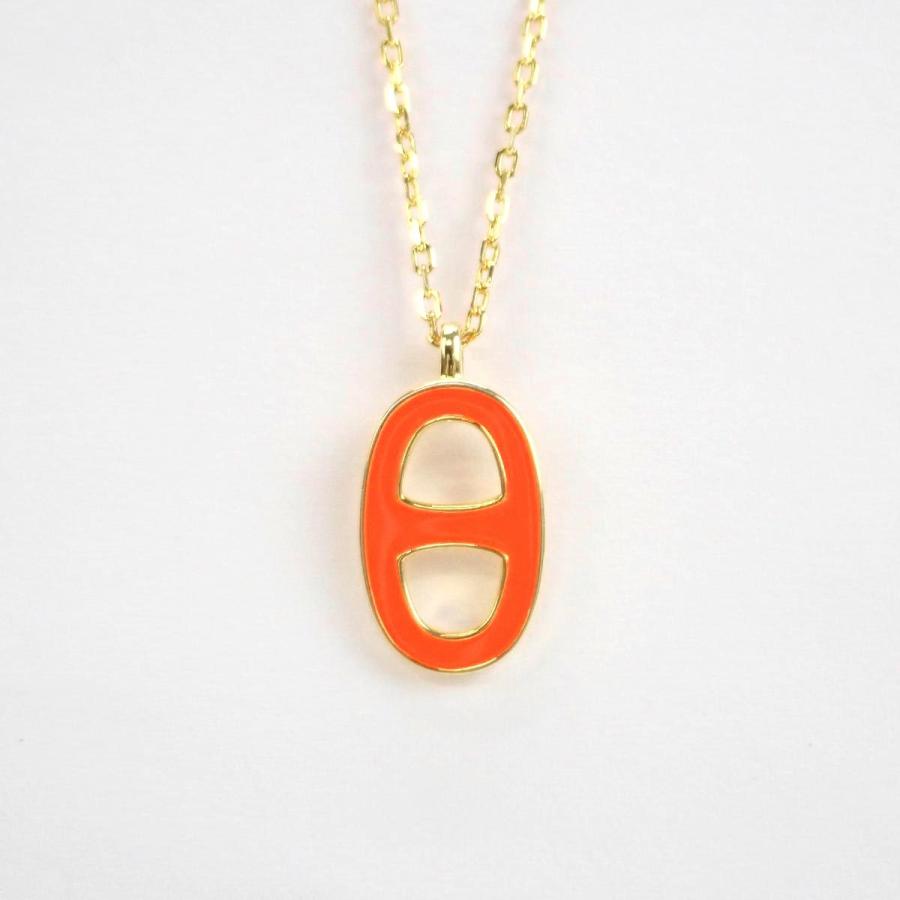 エルメスHERMES ソルド ネックレス イリアード オレンジ×シルバー