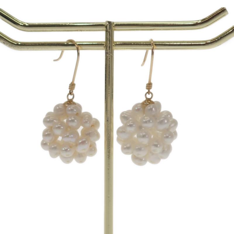 中古】【Aランク】 デザイン ジュエリー イヤリング 淡水パール ピアス  