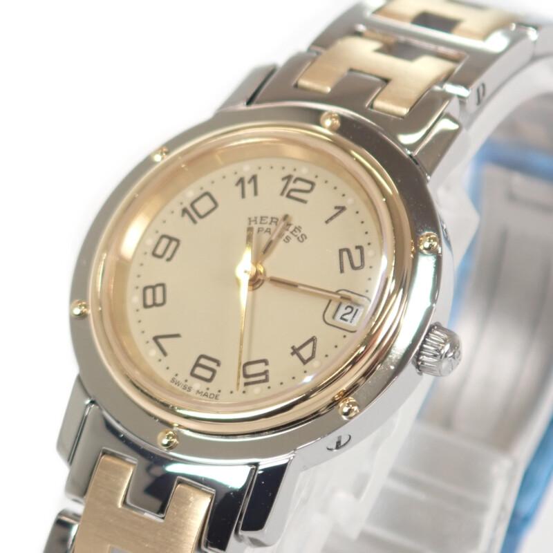エルメス HERMES クリッパー CL4.220 腕時計 ステンレススチール GP クオーツ アイボリー文字盤 レディース【中古】【Aランク】の画像