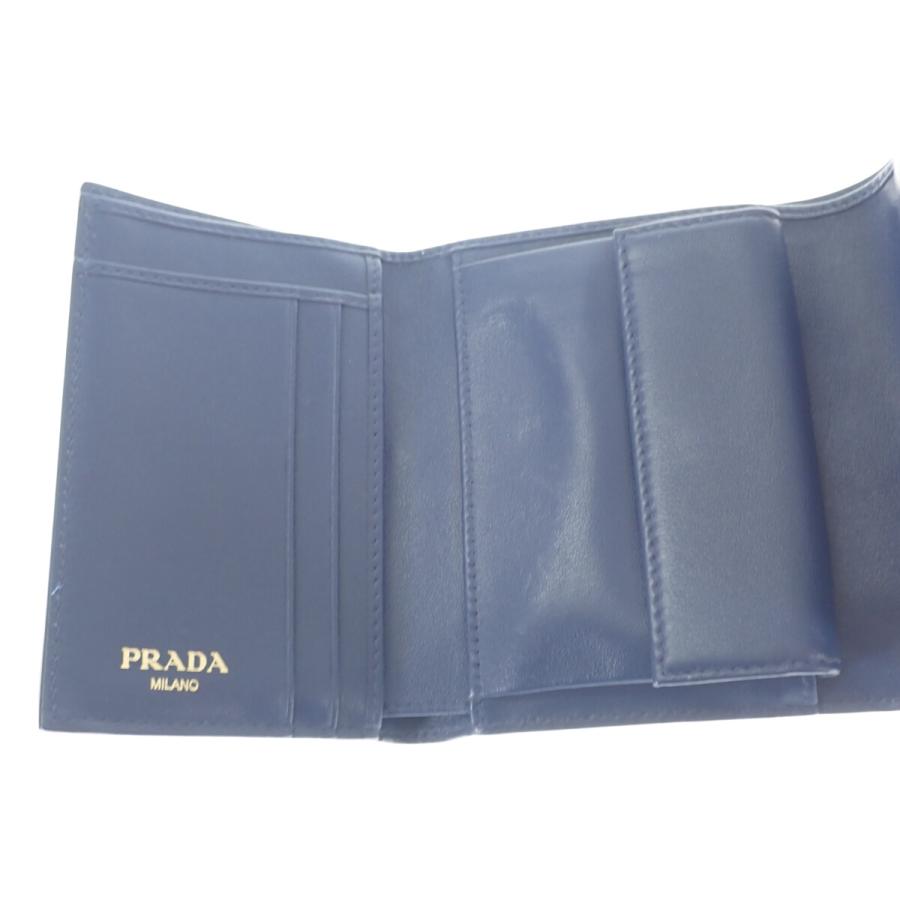 PRADA プラダ 三つ折り財布 1MH840 VITELLO MOVE CO BLUETTE＋MALE バイカラー ブルー系｜iseya-susukino｜06