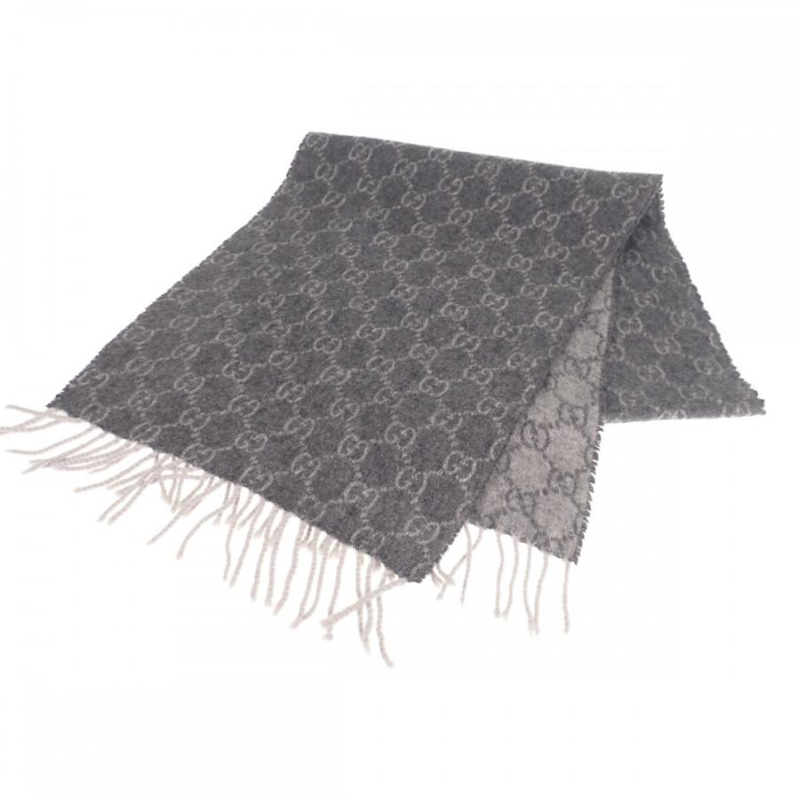 GUCCI GGロゴ柄マフラー グレー系 GUCCI（グッチ） GUCCI GG柄 マフラー カシミヤ グレー メンズ