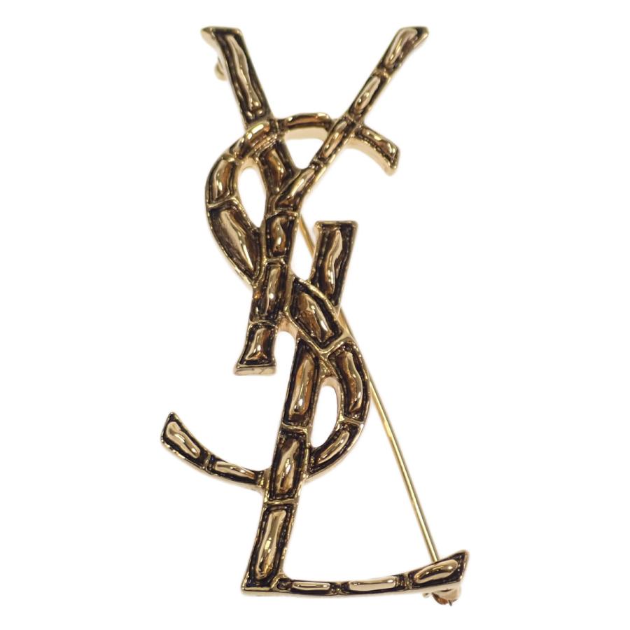 SAINT LAURENT サンローラン オピウム YSL ロゴクロコダイル ブローチ 