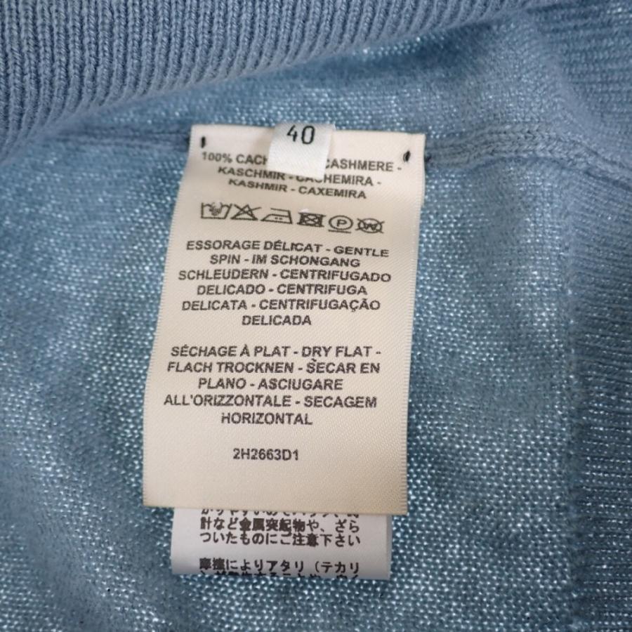 エルメス HERMES Hリフト ニット トップス 40  2H2663D1 半袖Ｔシャツ カシミヤ Bleu Lichen レディース【中古】【Aランク】の画像
