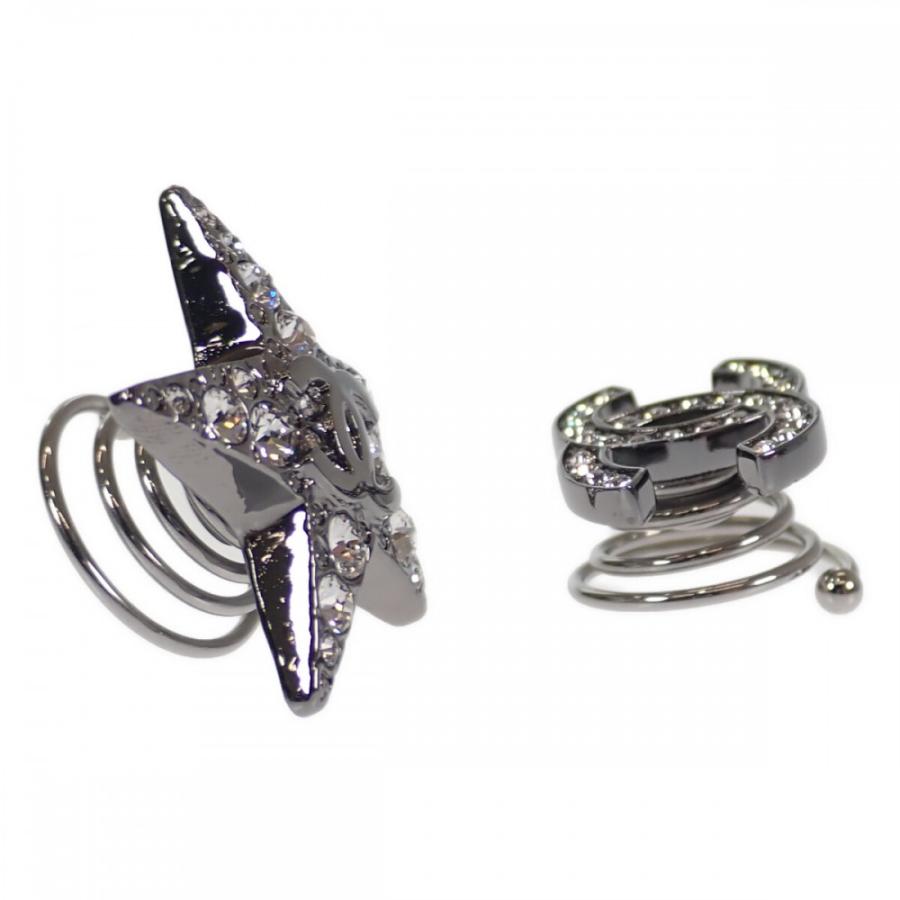 シャネル CHANEL ココマーク スター 2個セット ヘアアクセサリー GP ラインストーン シルバー レディース【中古】【Aランク】の画像