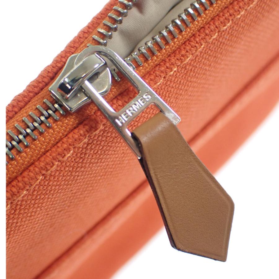 HERMES エルメス ボリードポーチ ミニ 20 H102773M 02 コットンキャンバス レザー オレンジ フー アクセサリーポーチ 【ISEYA】｜iseya-susukino｜10