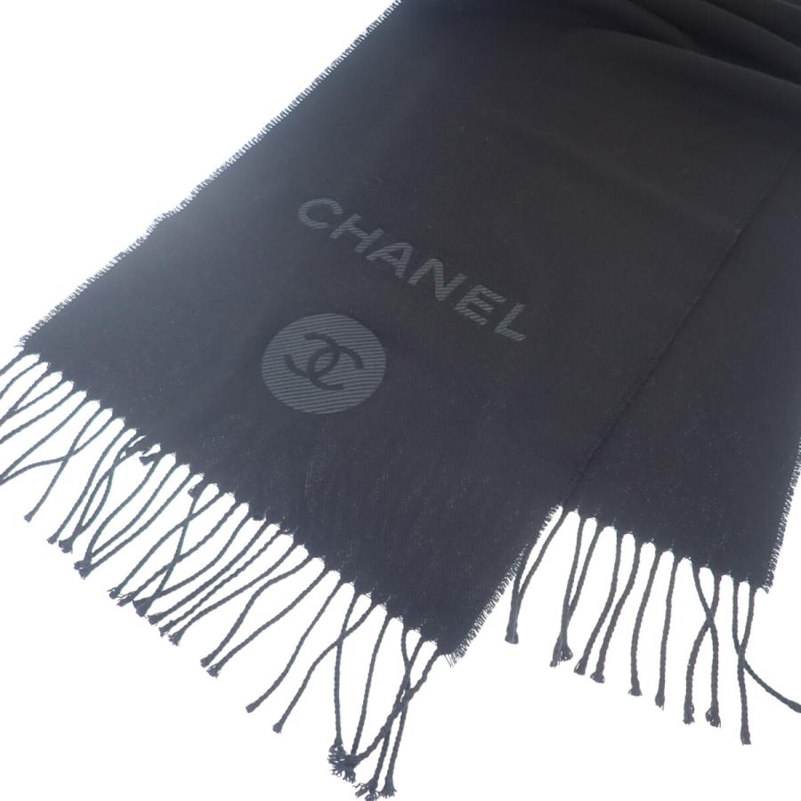 シャネル CHANEL ココマーク マフラー ウール カシミヤ ブラック レディース【中古】【Aランク】の画像