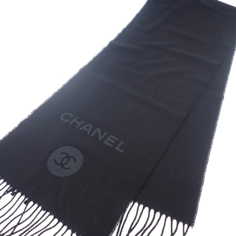 シャネル CHANEL ココマーク マフラー ウール カシミヤ ブラック レディース【中古】【Aランク】の画像