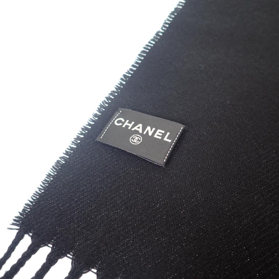 シャネル CHANEL ココマーク マフラー ウール カシミヤ ブラック レディース【中古】【Aランク】の画像