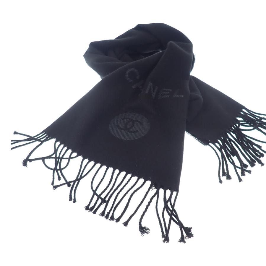 シャネル CHANEL ココマーク マフラー ウール カシミヤ ブラック レディース【中古】【Aランク】の画像