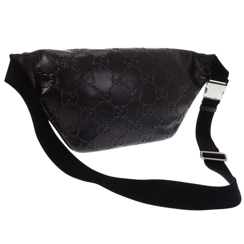 グッチ GUCCI GGエンボス ベルトバッグ 保存箱付属 645093_1W3CN_1000 ボディバッグ レザー ブラック メンズ【中古】【Aランク】の画像