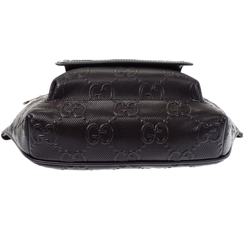 グッチ GUCCI GGエンボス ベルトバッグ 保存箱付属 645093_1W3CN_1000 ボディバッグ レザー ブラック メンズ【中古】【Aランク】の画像